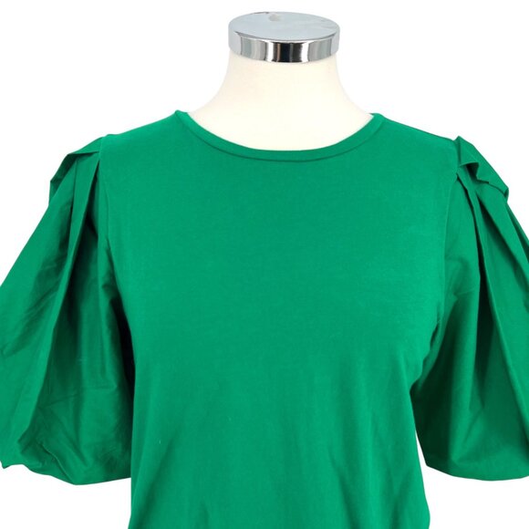 Worthington Puff Sleeve Knit Top Luxury Green Size Medium NWT - Picture 2 of 12